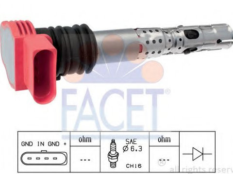 Bobina de inductie AUDI A4 Avant (8E5, B6) (2001 - 2004) FACET 9.6336 piesa NOUA