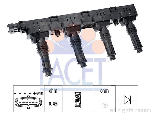 Bobina inductie 9 6300 FACET pentru Opel Corsa Opel Astra Opel Vita Opel Agila Opel Tigra Opel Combo