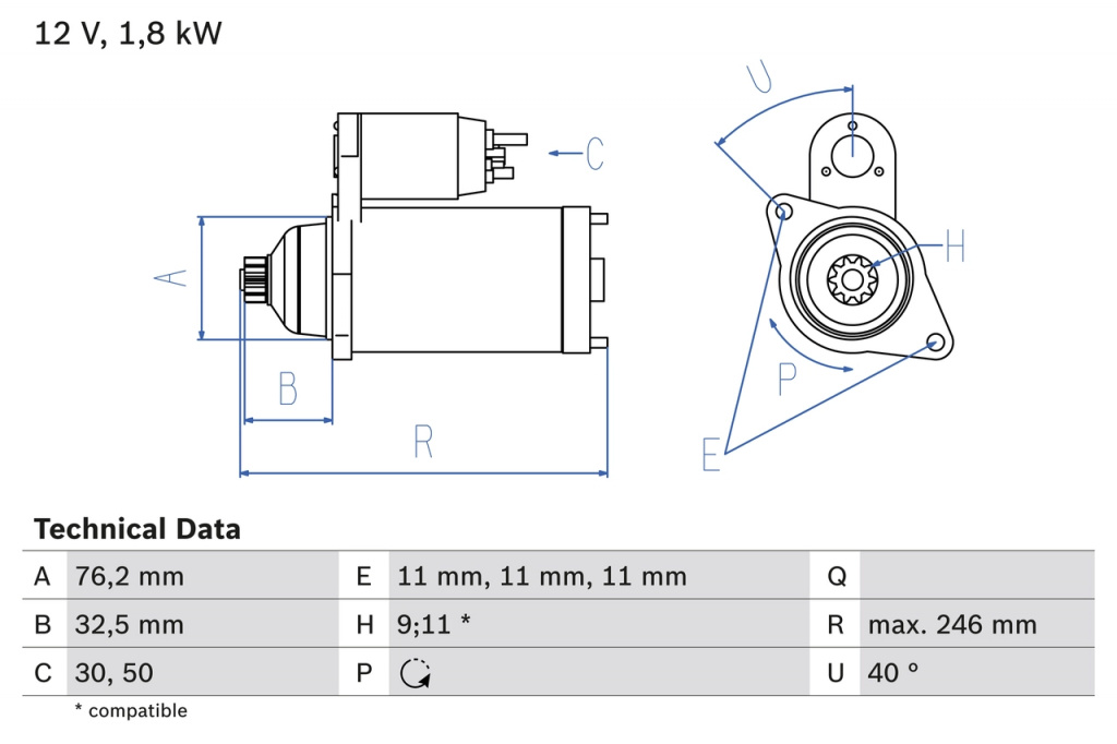 BOSCH starter 0986017000 se potriveste la SKODA OCTAVIA I Combi (1U5) ALH; AGR 1896cc 90cp 66kW 1998 1999 2000 2001 2002 2003 2004 2005 2006 2007 2008 2009 2010
