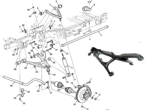 Brat (bascula) inferior fata pentru Hummer H3