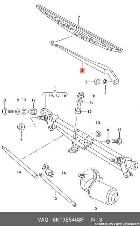 Brat stergator parbriz dreapta fata OEM 