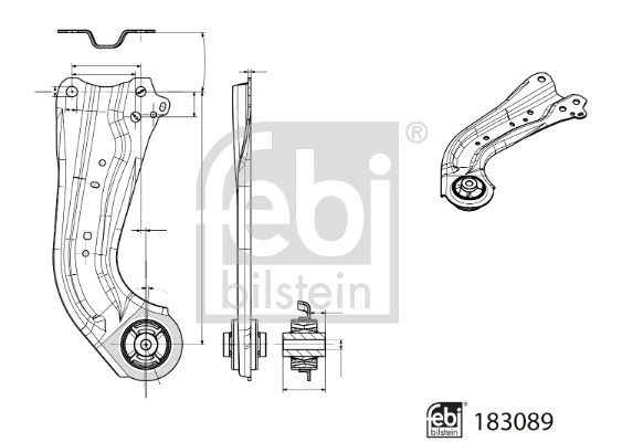 Brat, suspensie roata FEBI BILSTEIN 183089 montare centru pentru TOYOTA COROLLA combi (_E21_) 2019 2020 2021 2022 2023 2024 2025