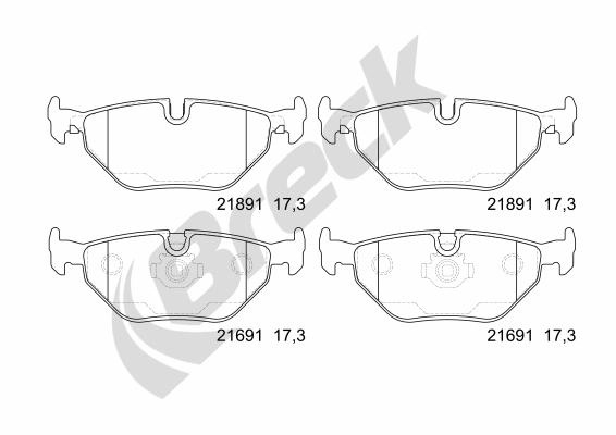 Break set placute frana,frana disc 216910070200 compatibil cu ALPINA B10 (E39) 1996 1997 1998