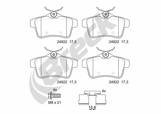 Break set placute frana,frana disc 249220070400 compatibil cu CITROEN C4 II (NC_) 2009 2010 2011 2012 2013 2014 2015 2016 2017 2018 2019 2020
