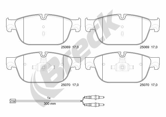 Break set placute frana,frana disc 250690070100 pentru masina CITROEN C5 III Break (RW_) 2009 2010 2011 2012 2013 2014 2015 2016 2017