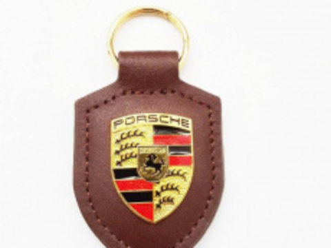 Breloc Premium piele compatibil Porsche maro