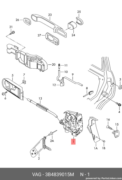 Broasca usa stanga spateVolkswagen Golf 1J 2002 1.9 TDI 110 kw 3B4839015M OEM 3B4839015M