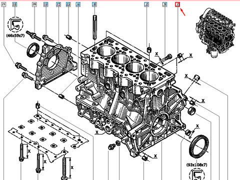 Bucsa bloc motor, Renault Avantime, Espace III, JE0E, Originala 7705010006