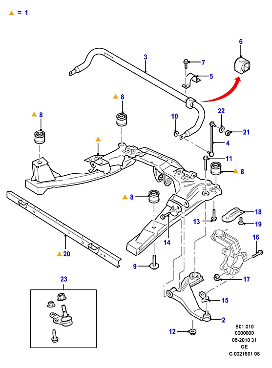 Bucsa cadru motor Ford Mondeo MK3