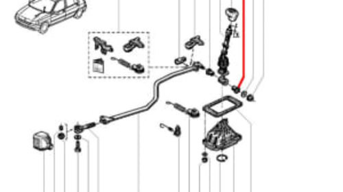 Bucsa levier schimbator viteze (rosu) RENAULT CLIO I, CLIO II, KANGOO, MEGANE I, SCENIC I 1.2-2.0 05.90-