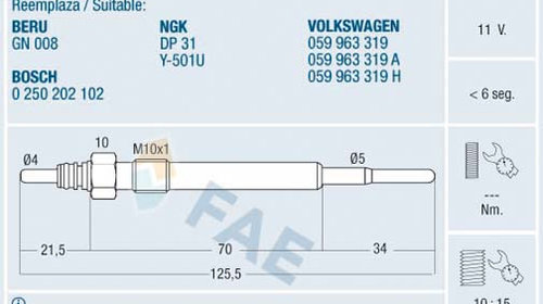 Bujie incandescenta (74174 FAE) AUDI,SKO