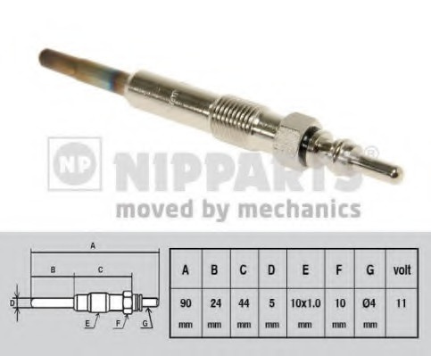 Bujie incandescenta J5715014 NIPPARTS pentru Nissan Kubistar Nissan Cube Nissan Nv200 Nissan Dualis Nissan Qashqai Nissan Note Renault Kangoo Renault ScEnic Mitsubishi Carisma Mitsubishi Space Renault Megane Renault Laguna Nissan Interstar Nissan Pri