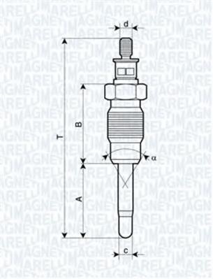 Bujie incandescenta RENAULT EXTRA caroserie (F40_, G40_), RENAULT CLIO (B/C57_, 5/357_), RENAULT MEGANE I (BA0/1_) - MAGNETI MARELLI 062900016304