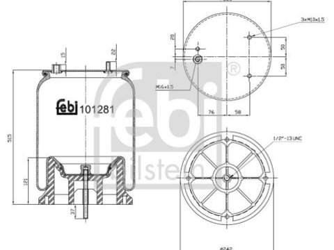 Burduf suspensie pneumatica 101281 FEBI BILSTEIN pentru Volvo V90 Nissan Murano Bmw Seria 5