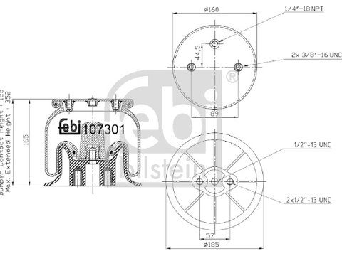 Burduf suspensie pneumatica 107301 FEBI BILSTEIN pentru Iveco Daily