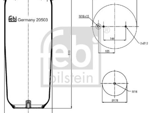 Burduf suspensie pneumatica 20503 FEBI BILSTEIN pentru Bmw Seria 7 Vw Jetta Vw Vento Vw Passat Volvo 760