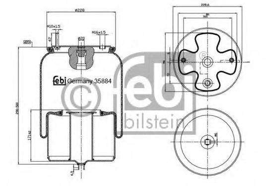 Burduf suspensie pneumatica 35884 FEBI BILSTEIN pentru Bmw Seria 5 Nissan Primera Volvo 740 Bmw Seria 3 Skoda Octavia Volvo Fh Volvo Fm