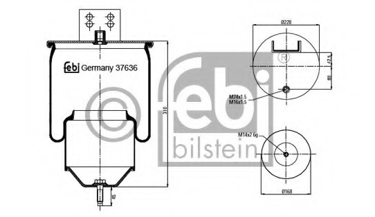 Burduf suspensie pneumatica 37636 FEBI BILSTEIN pentru Bmw Seria 5 Nissan Primera Volvo 740 Nissan Navara Nissan Pick Vw Touran Volvo S60 Vw Transporter Bmw Seria 3 Skoda Octavia Vw Multivan Vw Passat Vw Caddy Vw Jetta Vw Vento Volvo Fh Volvo Fm