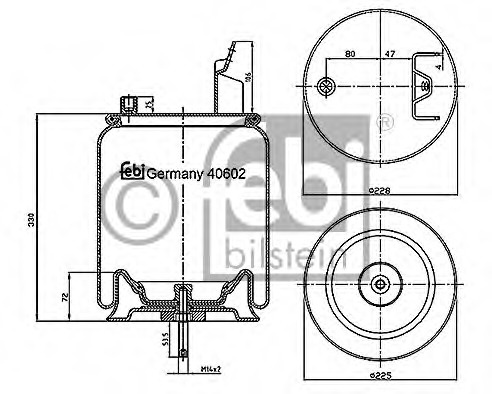 Burduf suspensie pneumatica 40602 FEBI BILSTEIN pentru Nissan Primera Vw Touran Bmw Seria 5 Vw Transporter Bmw Seria 3 Skoda Octavia Volvo Fh Volvo Fm