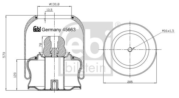 Burduf suspensie pneumatica 45663 FEBI BILSTEIN