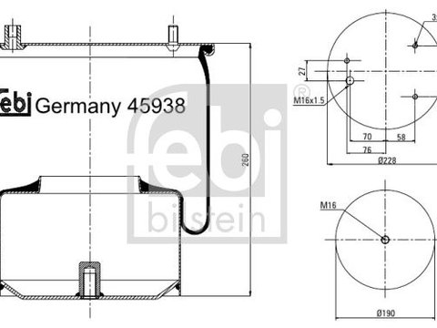 Burduf suspensie pneumatica 45938 FEBI BILSTEIN pentru Volvo V90 Nissan Murano Bmw Seria 5