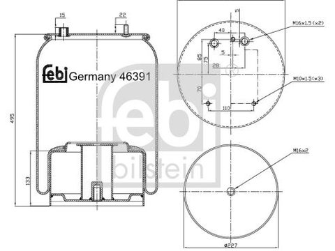 Burduf suspensie pneumatica 46391 FEBI BILSTEIN pentru Volvo V90 Nissan Murano Bmw Seria 5