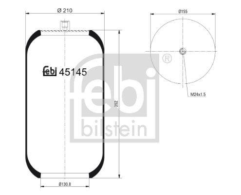 Burduf, suspensie pneumatica Axa fata ambele parti (45145 FEBI BILSTEIN) MERCEDES-BENZ,SETRA INTEGRO (O 550)|INTOURO|Series 400|TOURISMO (O 350)|TOURO (O 500)|TRAVEGO (O 580)