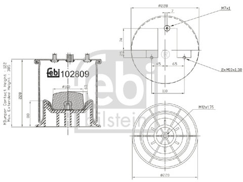 Burduf, suspensie pneumatica Axa spate dreapta (102809 FEBI BILSTEIN) IVECO