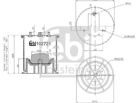 Burduf, suspensie pneumatica Axa spate stanga (102721 FEBI BILSTEIN) IVECO