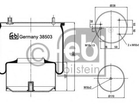 Burduf, suspensie pneumatica DAF 95 XF, DAF 75 CF, DAF 85 CF - FEBI BILSTEIN 38503