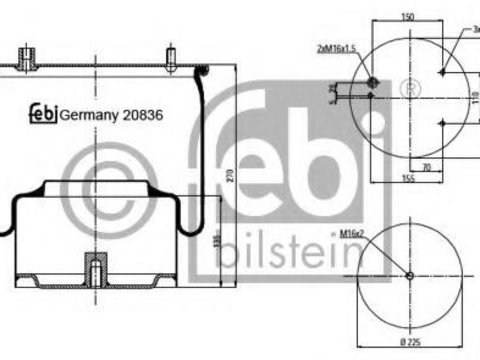 Burduf, suspensie pneumatica DAF F 2300, DAF F 2700, DAF F 1900 - FEBI BILSTEIN 20836