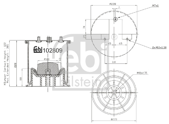 Burduf, suspensie pneumatica FEBI BILSTEIN 102809 montare Axa spate dreapta pentru masina IVECO DAILY V caroserie 2011 2012 2013 2014