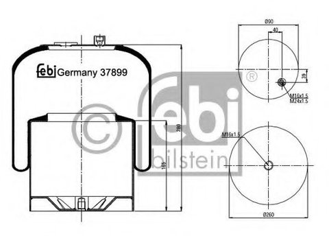 Burduf, suspensie pneumatica MERCEDES ACTROS MP2 / MP3 (2002 - 2016) Febi Bilstein 37899