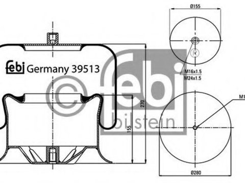 Burduf, suspensie pneumatica MERCEDES-BENZ ACTROS (1996 - 2002) FEBI BILSTEIN 39513