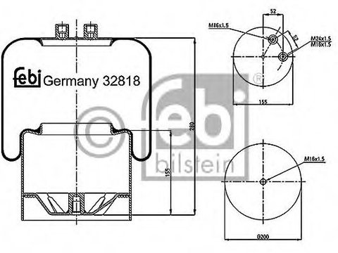 Burduf, suspensie pneumatica MERCEDES ECONIC (1998 - 2016) Febi Bilstein 32818