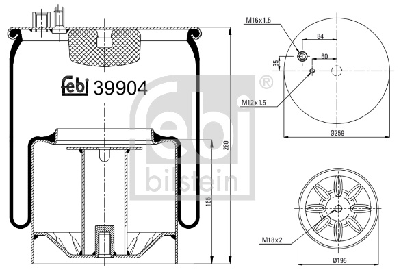Burduf suspensie pneumatica # puntea spate punte fata Vw Vento 2005 2006 2007 2008 2009 2010 # 39904 # FEBI BILSTEIN