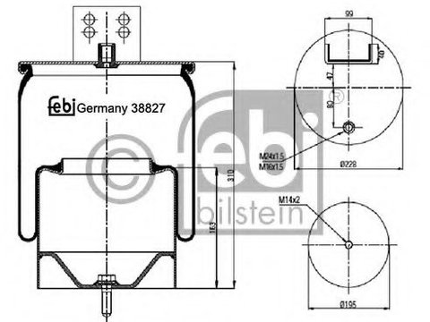 Burduf, suspensie pneumatica VOLVO FMX (2010 - 2016) Febi Bilstein 38827