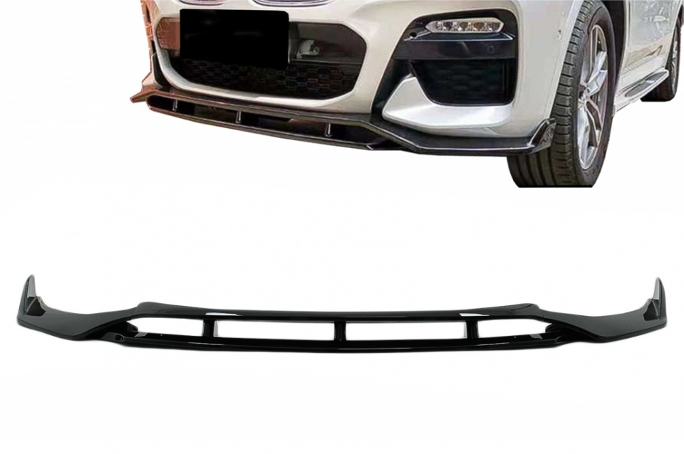Buză spoiler bară față potrivită pentru BMW X4 G02 X4M M Sport (2018-up) Piano Black