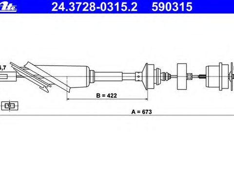 Cablu ambreiaj 24 3728-0315 2 ATE pentru Peugeot 106 CitroEn Saxo