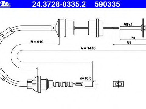 Cablu ambreiaj 24 3728-0335 2 ATE pentru Peugeot Boxer CitroEn Jumper CitroEn Relay Fiat Ducato