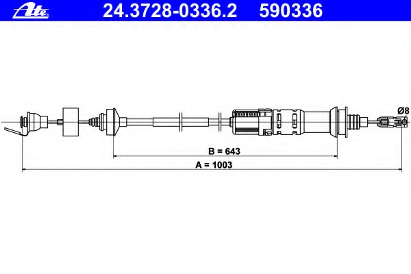 Cablu ambreiaj 24 3728-0336 2 ATE pentru CitroEn Evasion CitroEn Synergie CitroEn Dispatch CitroEn Jumpy Peugeot Expert Fiat Ulysse Peugeot 806 Fiat Scudo