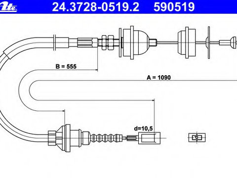 Cablu ambreiaj 24 3728-0519 2 ATE pentru Peugeot Boxer Fiat Ducato CitroEn Jumper CitroEn Relay