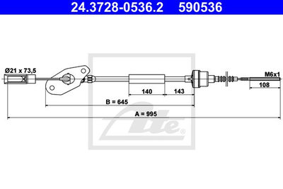 Cablu ambreiaj 24 3728-0536 2 ATE pentru Fiat 500