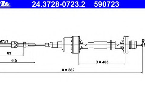 Cablu ambreiaj 24 3728-0723 2 ATE pentru Opel Astra