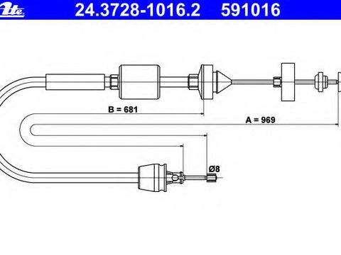 Cablu ambreiaj 24 3728-1016 2 ATE pentru Renault Kangoo Nissan Kubistar