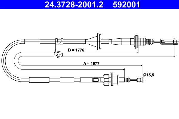 Cablu ambreiaj ATE 24.3728-2001.2 pentru SUZUKI JIMNY autoturism de teren, inchis (SN) 1998-2019
