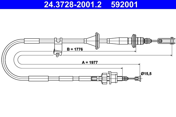 Cablu ambreiaj ATE SUZUKI JIMNY autoturism de teren, inchis (SN) 1998-2019 - 24.3728-2001.2
