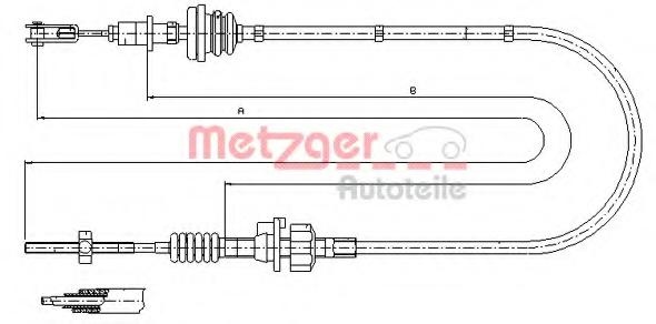 Cablu ambreiaj Citroen C1 (PM_, PN_), PEUGEOT 107, TOYOTA AYGO (WNB1_, KGB1_) - METZGER 11.2256