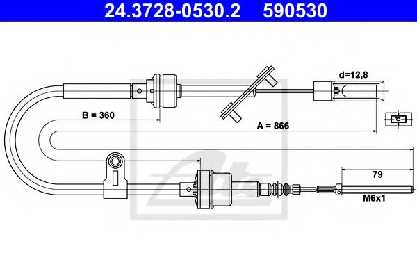 Cablu ambreiaj FIAT MULTIPLA (186) (1999 - 2010) ATE 24.3728-0530.2 piesa NOUA