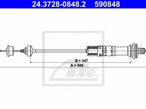 Cablu ambreiaj PEUGEOT 206 hatchback (2A/C), PEUGEOT 206 CC (2D), PEUGEOT 206 SW (2E/K) - ATE 24.3728-0848.2